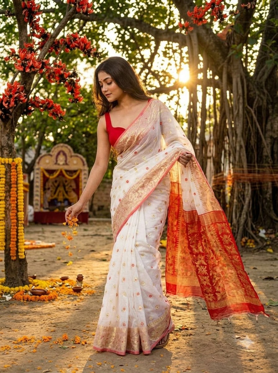 Bibhuti Dhakai Jamdani Saree