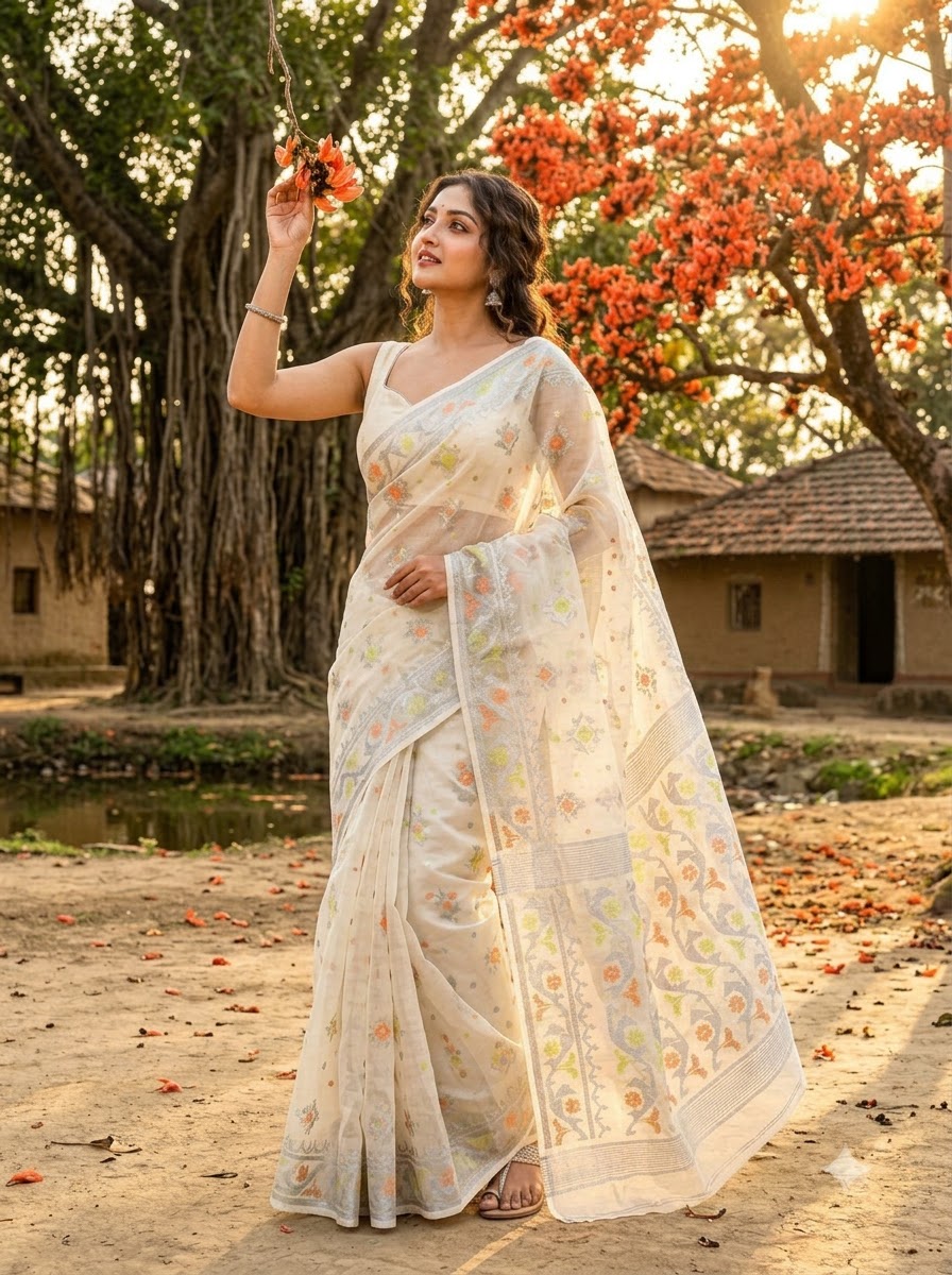 Raag Dhumketu Dhakai Jamdani Saree
