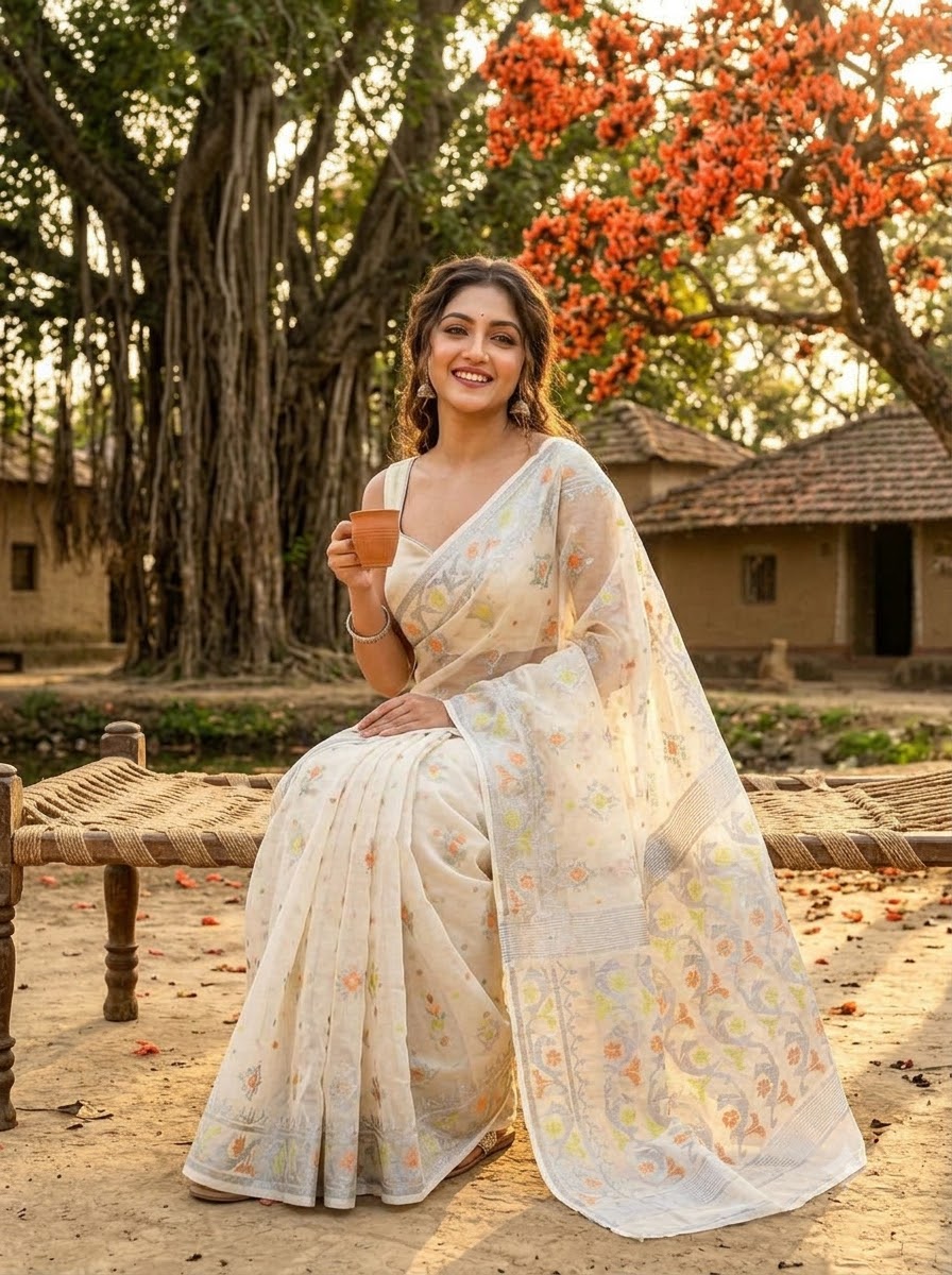 Raag Dhumketu Dhakai Jamdani Saree
