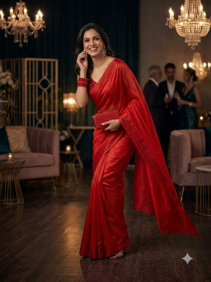 Night Out Glam Satin Silk Saree