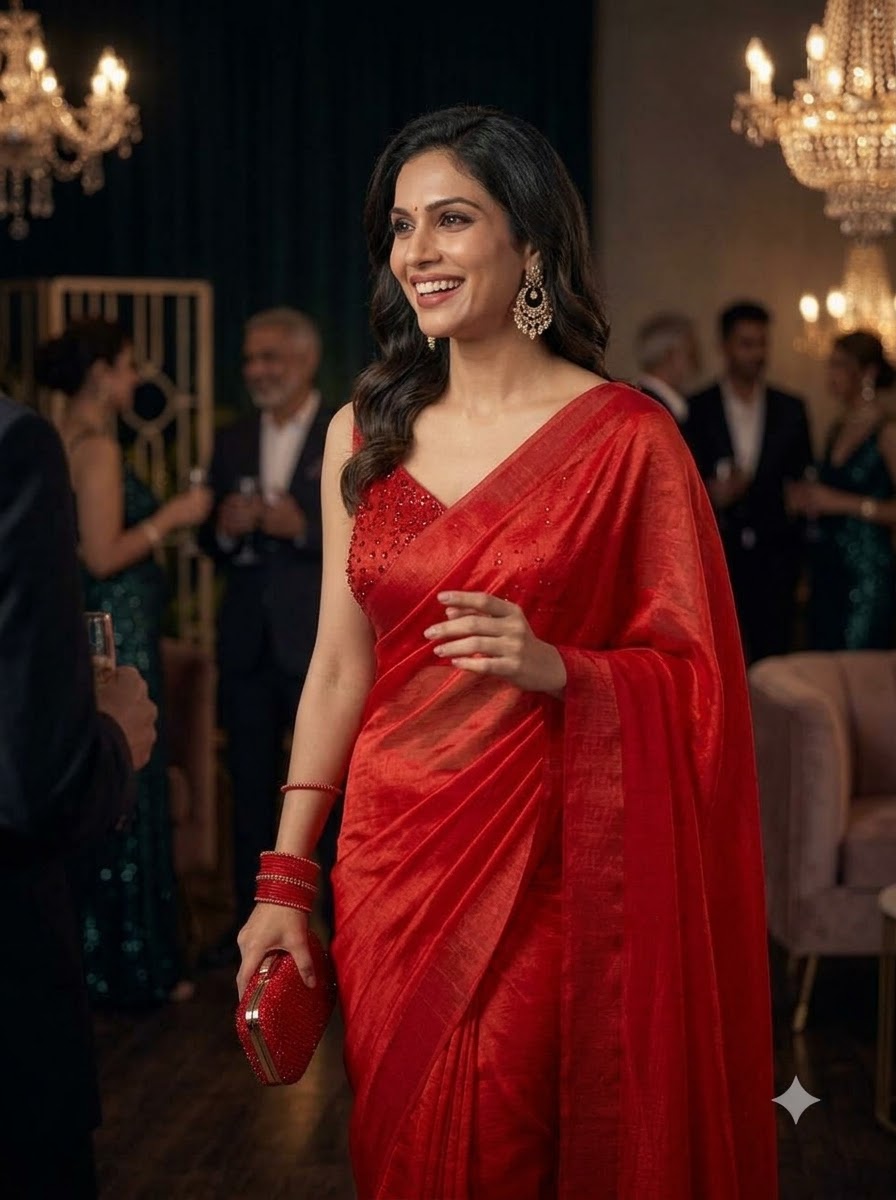 Night Out Glam Satin Silk Saree