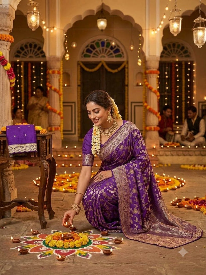 Festive Aura Khaddi Dolla Silk Saree