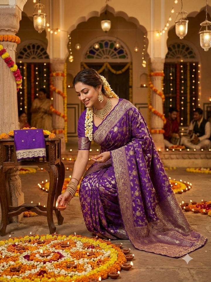 Festive Aura Khaddi Dolla Silk Saree