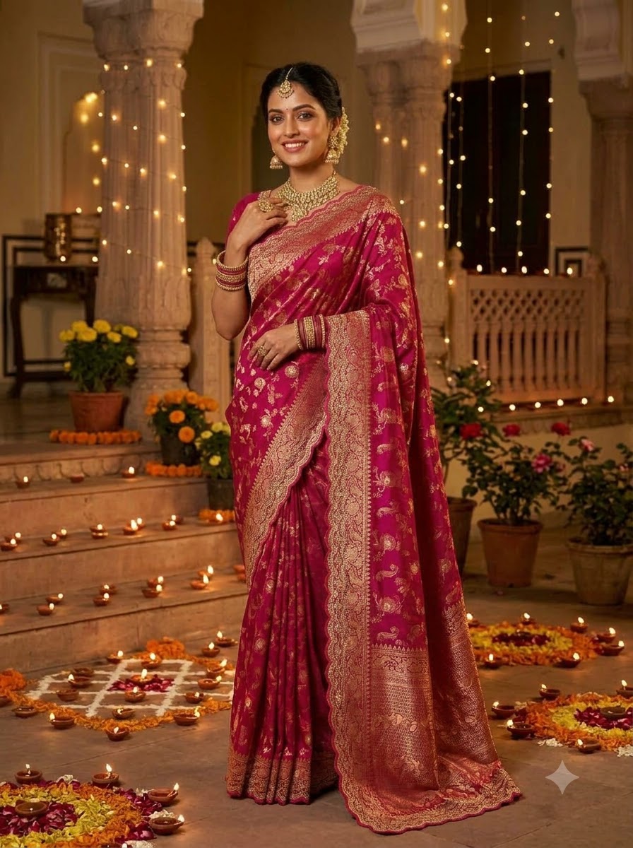Festive Aura Khaddi Dolla Silk Saree