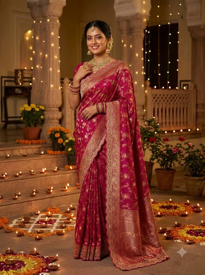 Festive Aura Khaddi Dolla Silk Saree