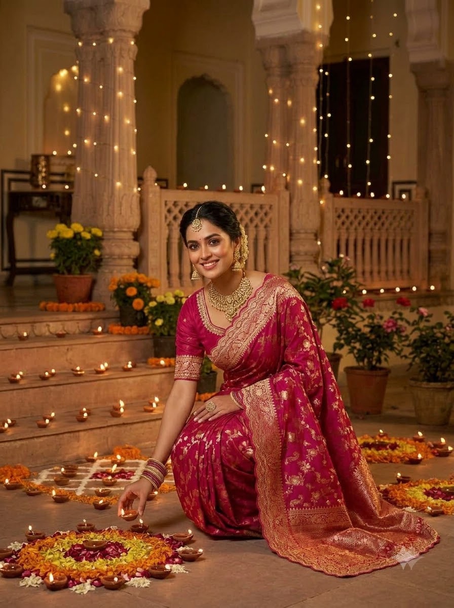 Festive Aura Khaddi Dolla Silk Saree
