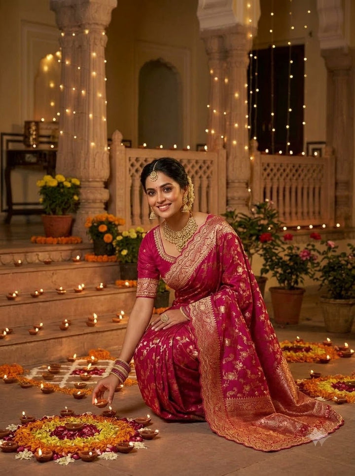 Festive Aura Khaddi Dolla Silk Saree