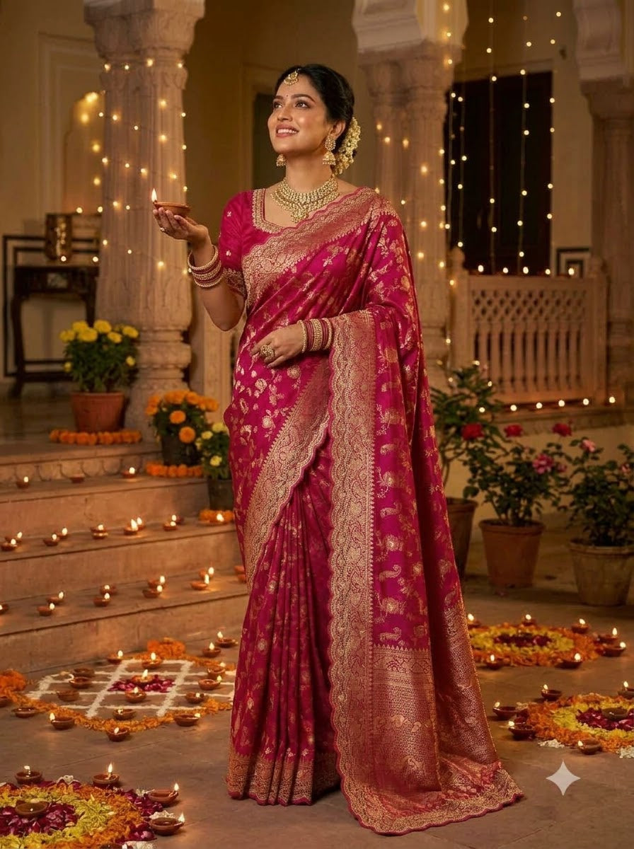 Festive Aura Khaddi Dolla Silk Saree