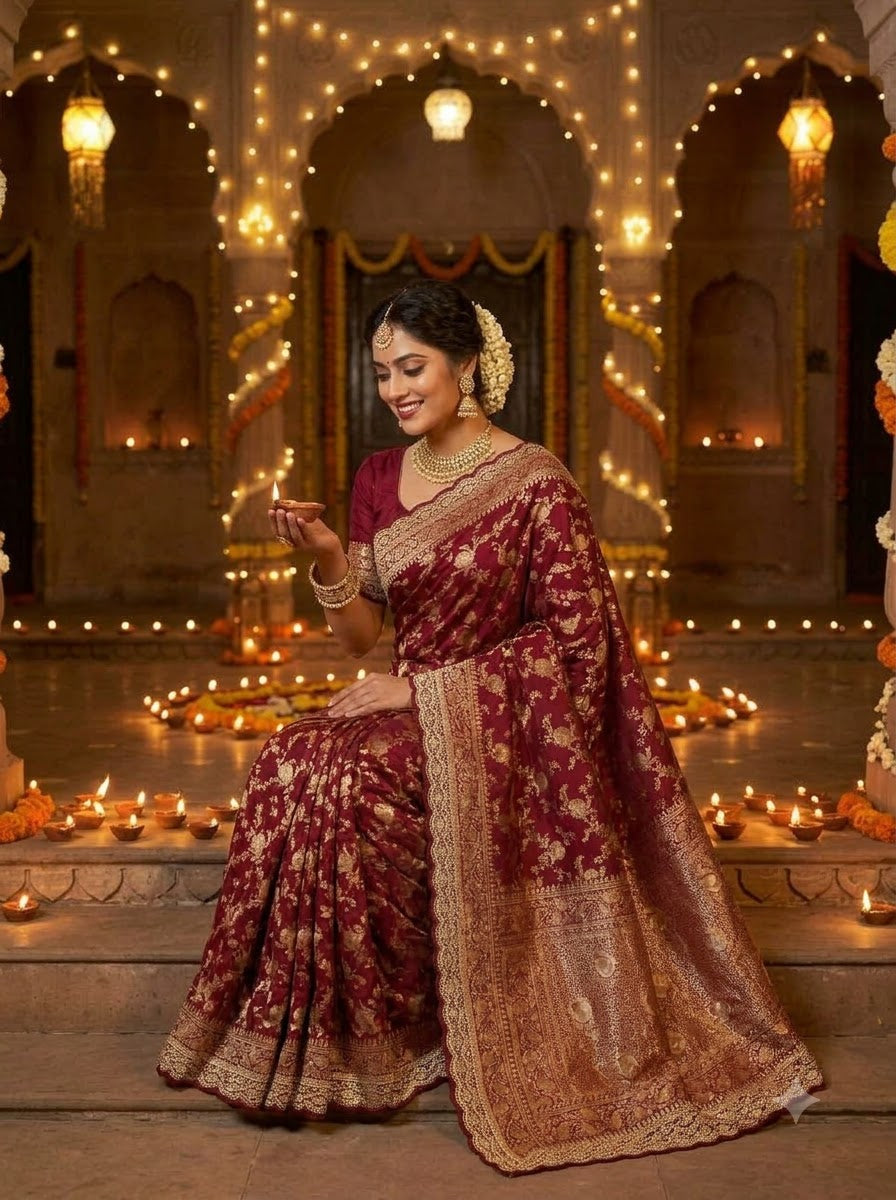 Festive Aura Khaddi Dolla Silk Saree