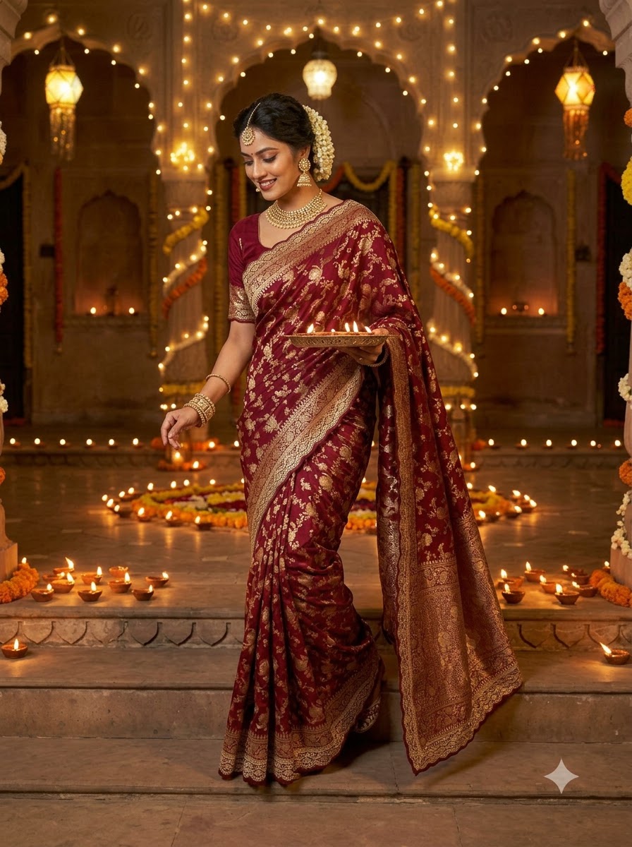 Festive Aura Khaddi Dolla Silk Saree
