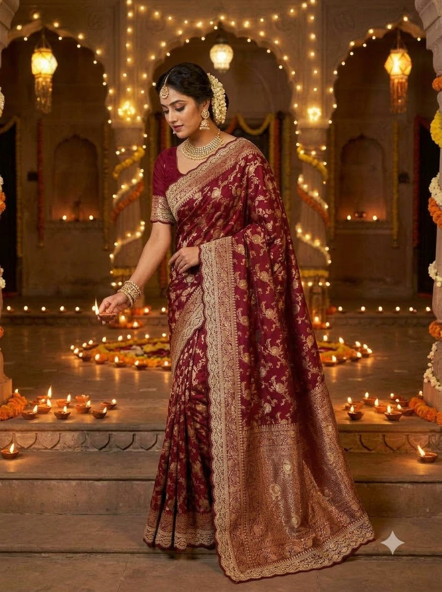 Festive Aura Khaddi Dolla Silk Saree