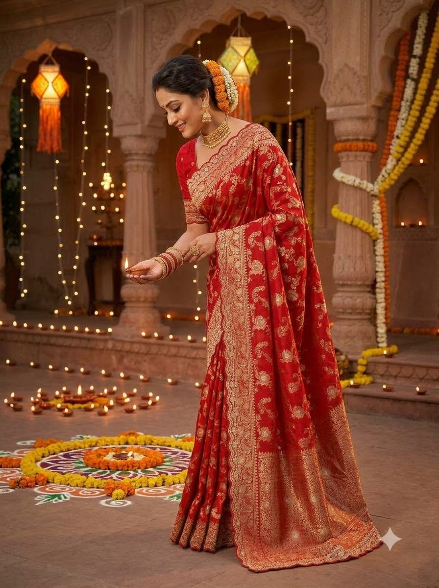 Festive Aura Khaddi Dolla Silk Saree