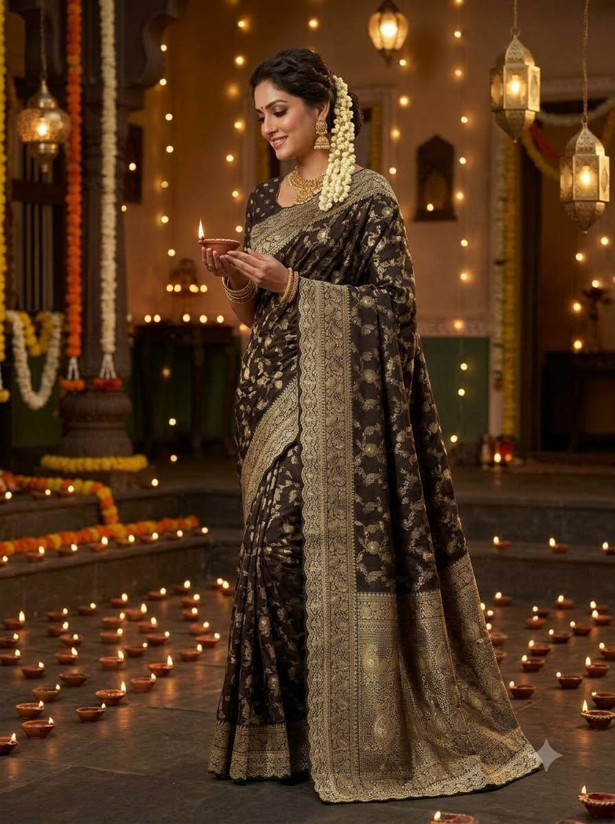 Festive Aura Khaddi Dolla Silk Saree