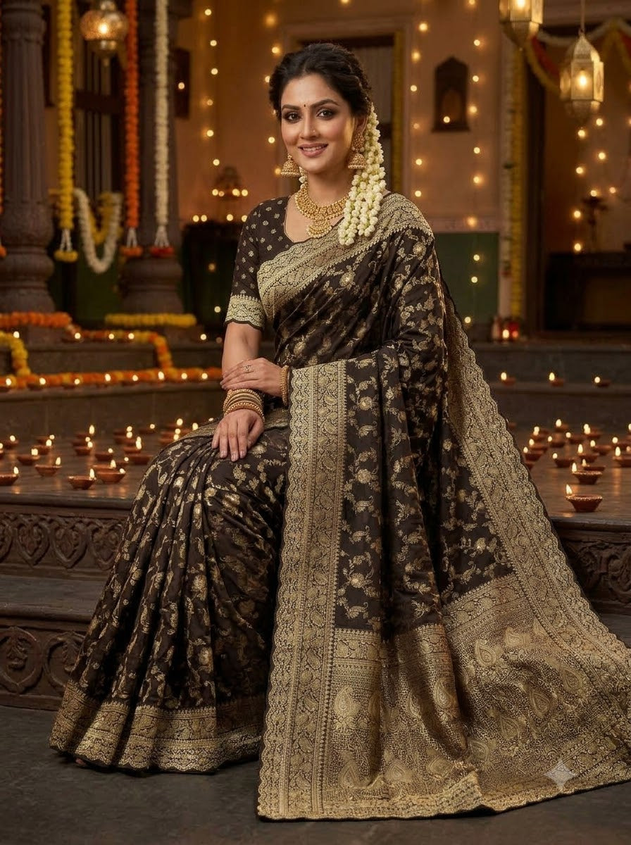 Festive Aura Khaddi Dolla Silk Saree