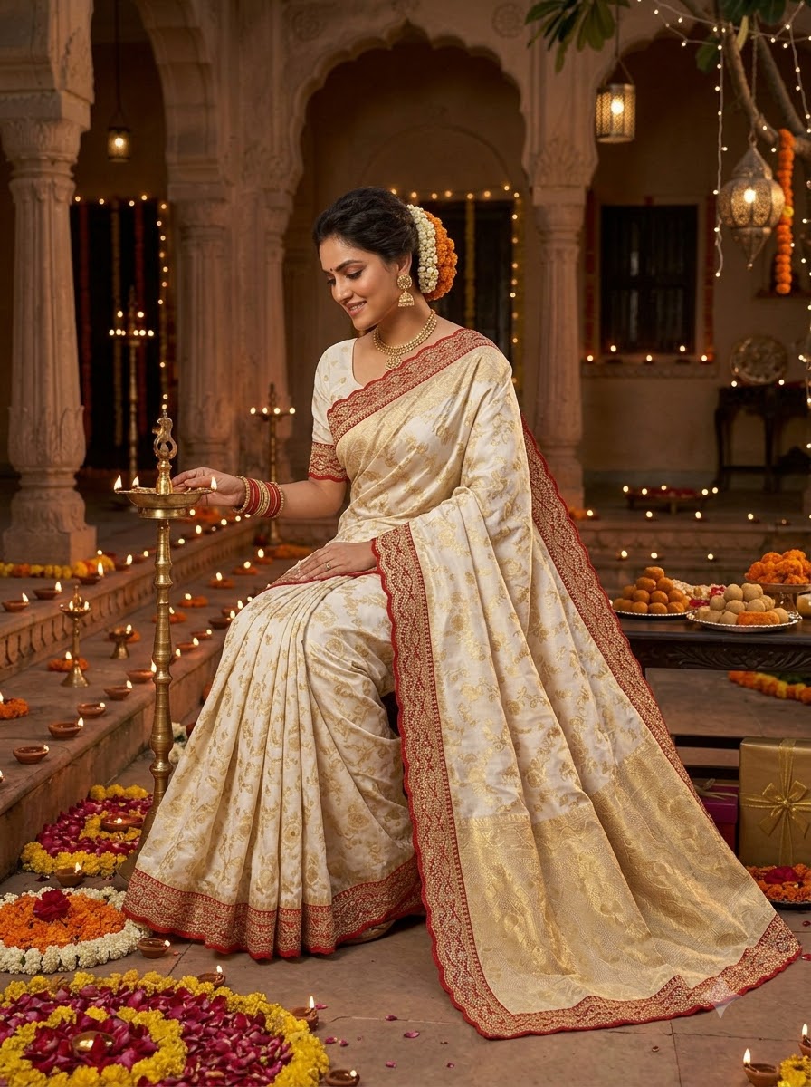Festive Aura Khaddi Dolla Silk Saree