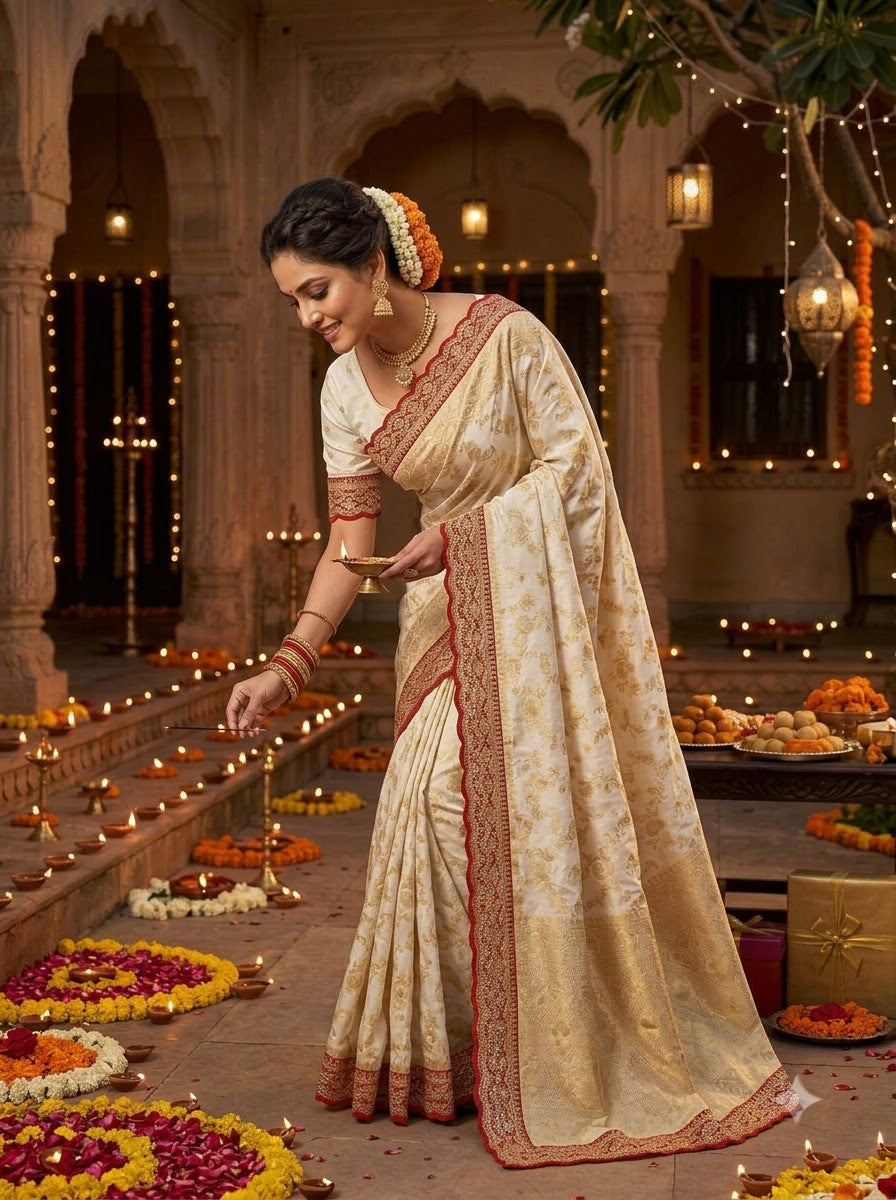 Festive Aura Khaddi Dolla Silk Saree