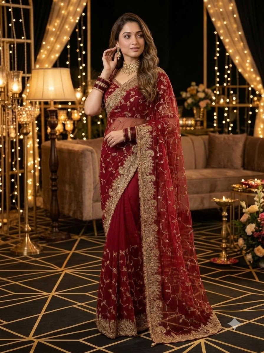 Voice of Her Georgette Embroidery  Saree