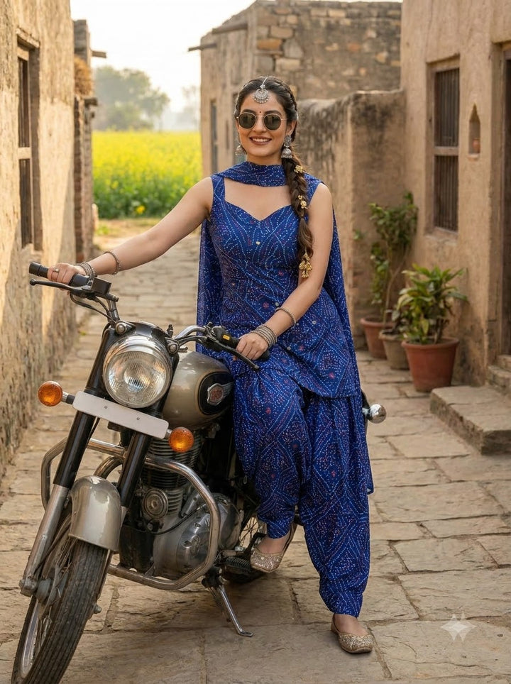 Swag Wali Kudi Premium Cotton Bandhani Kurti Set
