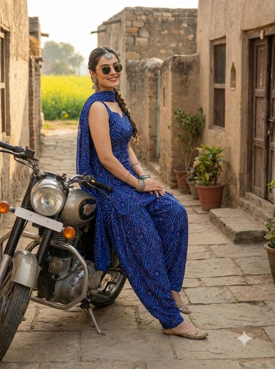 Swag Wali Kudi Premium Cotton Bandhani Kurti Set