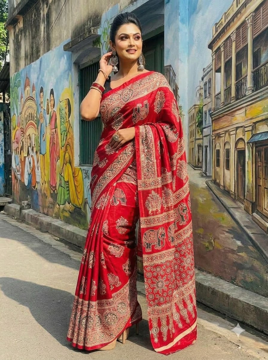 Pretty Obsession Modal Silk Saree With Mirror Work