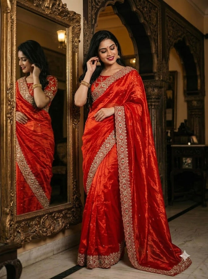 Midnight Royalty Fandy Silk Saree with Cutdana Work