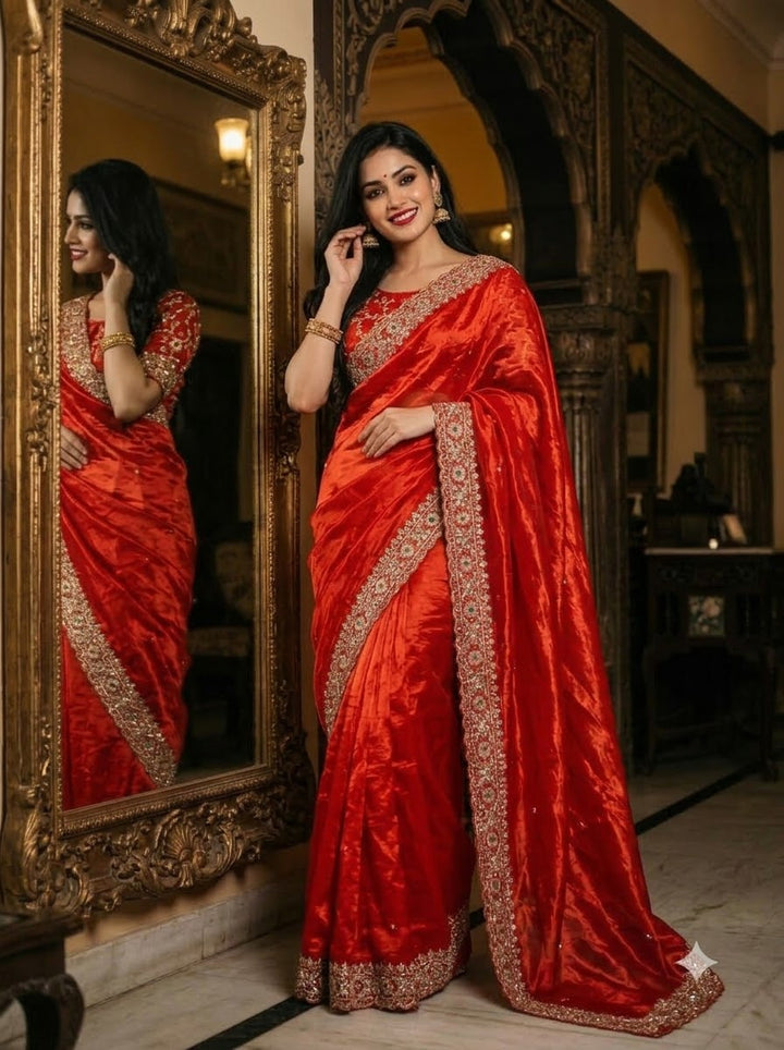 Midnight Royalty Fandy Silk Saree with Cutdana Work