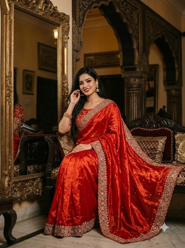 Midnight Royalty Fandy Silk Saree with Cutdana Work