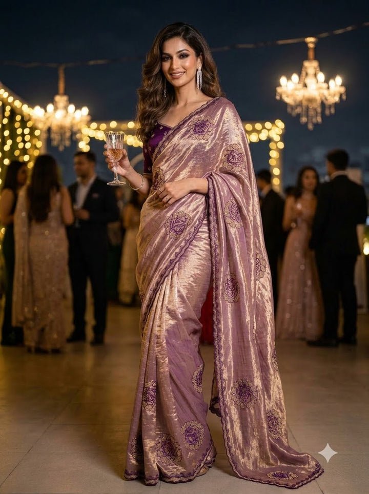 Blush Rose Satin Silk Saree