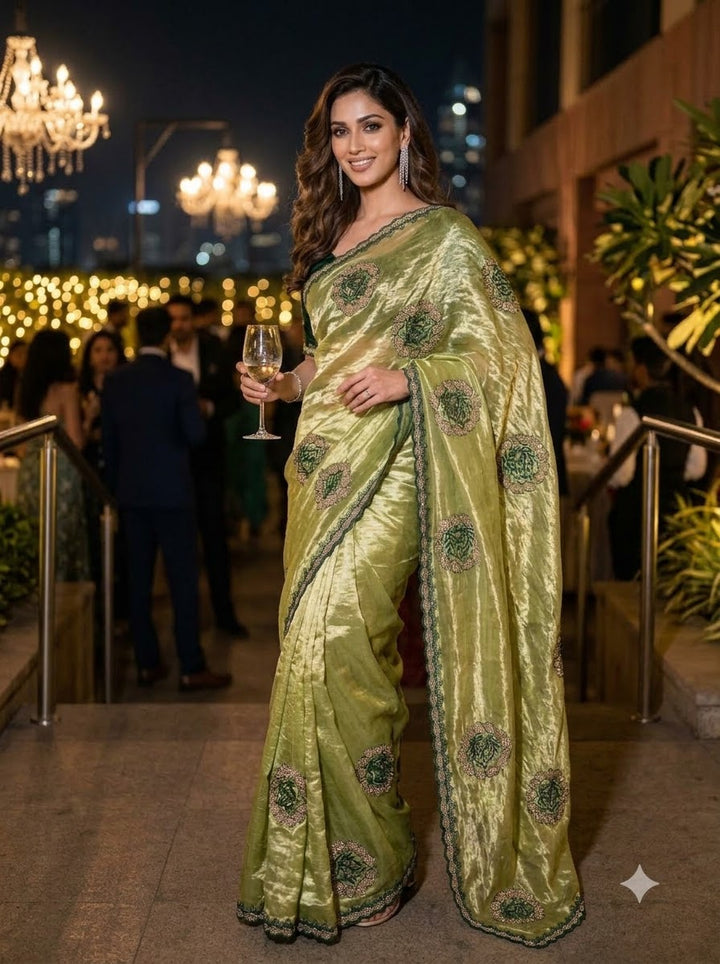 Blush Rose Satin Silk Saree