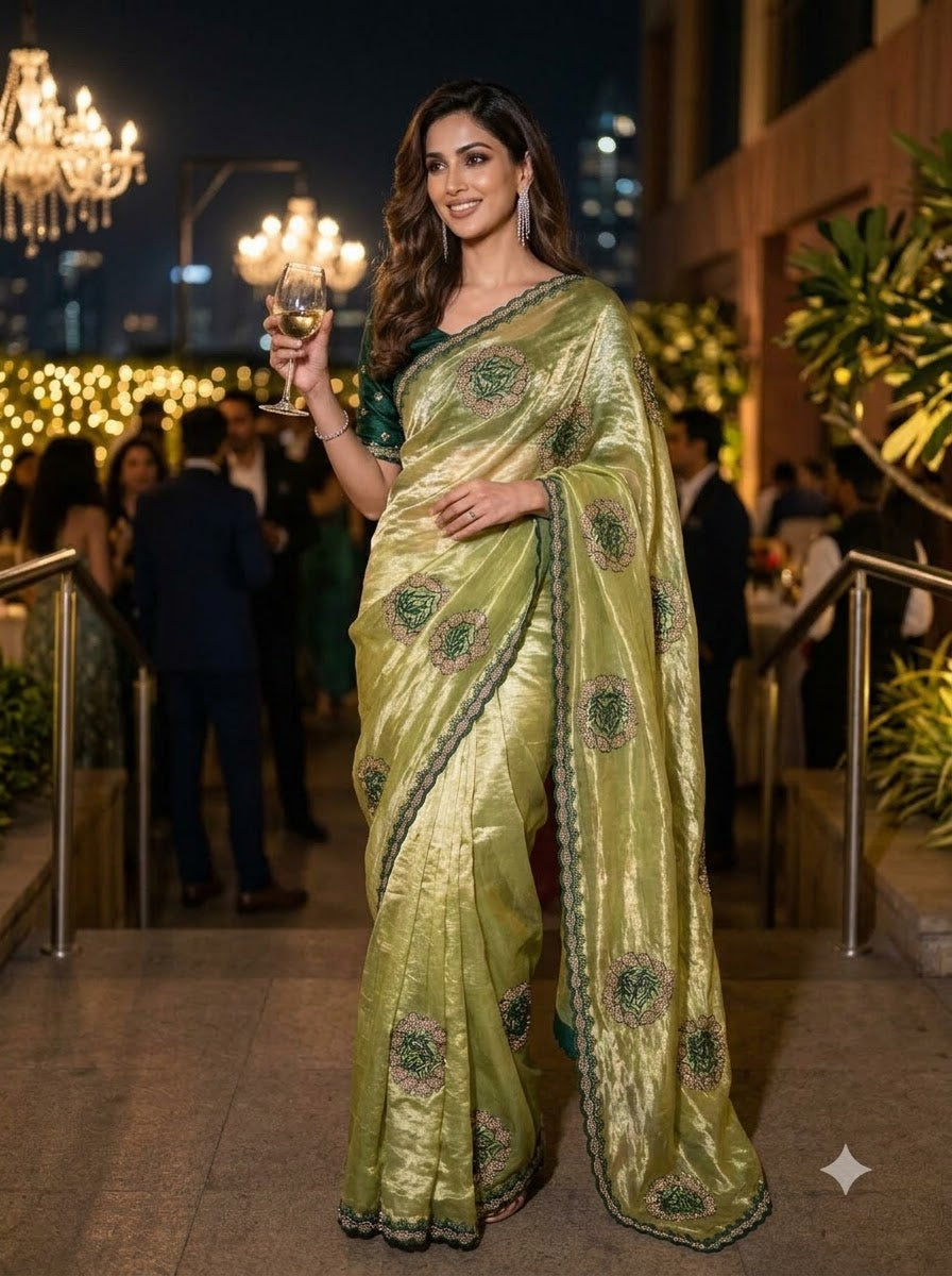 Blush Rose Satin Silk Saree