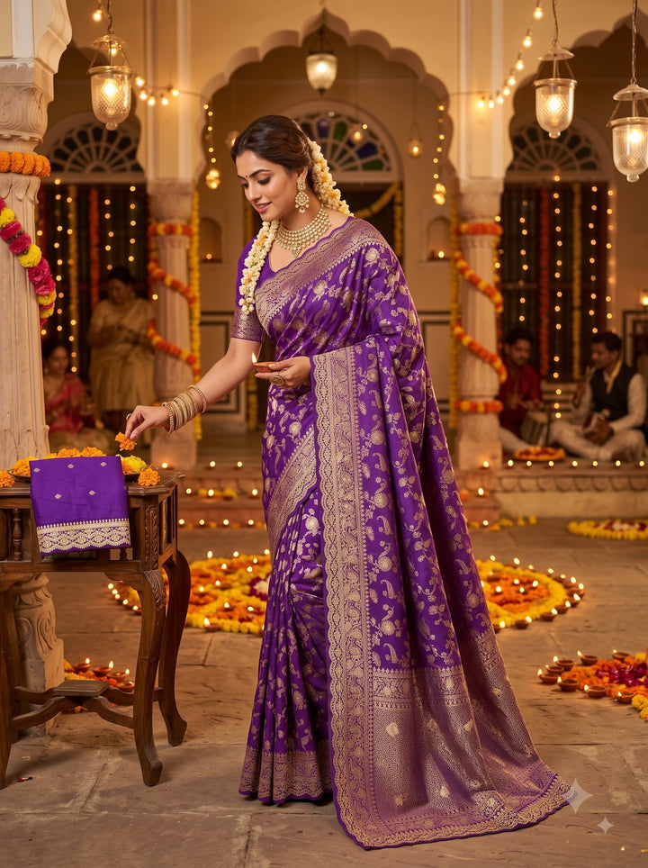 Festive Aura Khaddi Dolla Silk Saree