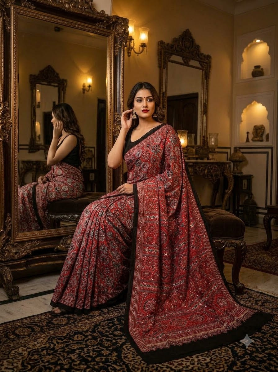 Pretty Obsession Modal Silk Saree With Mirror Work