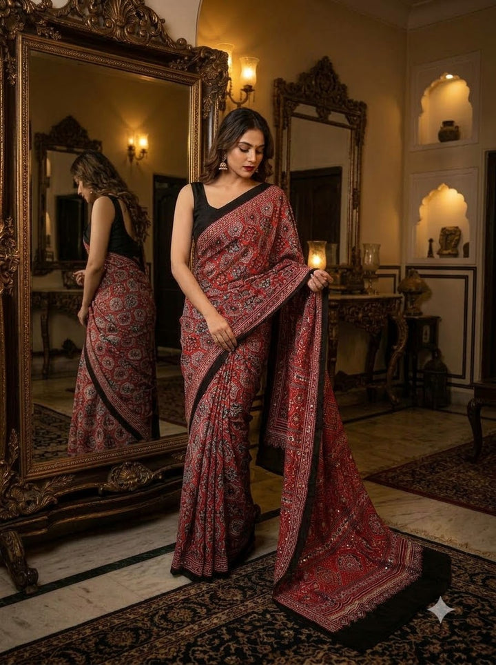 Pretty Obsession Modal Silk Saree With Mirror Work