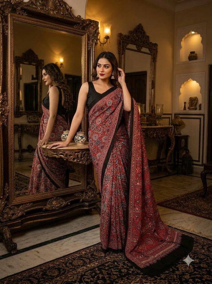 Pretty Obsession Modal Silk Saree With Mirror Work