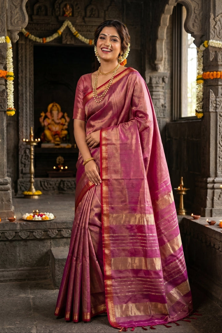 Roudro Chhowa Maheshwari Tissue silk saree