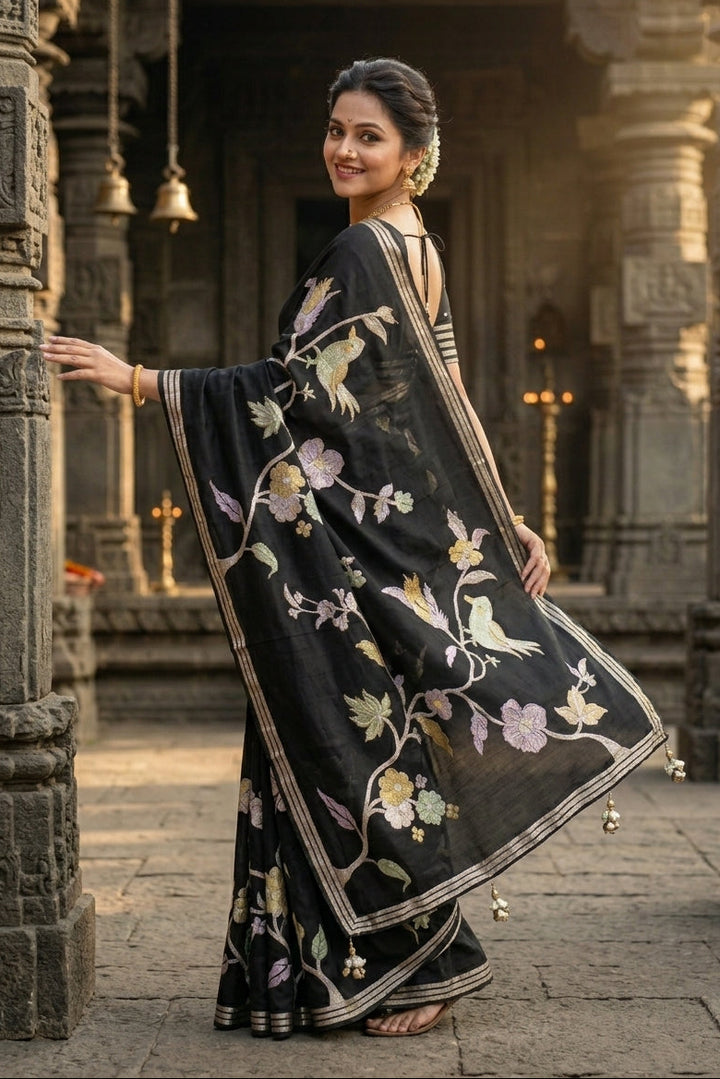 Rhythm of Drapes Crepe Khaddi Silk Saree