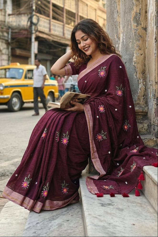 Jasmine Flora Cotton Saree