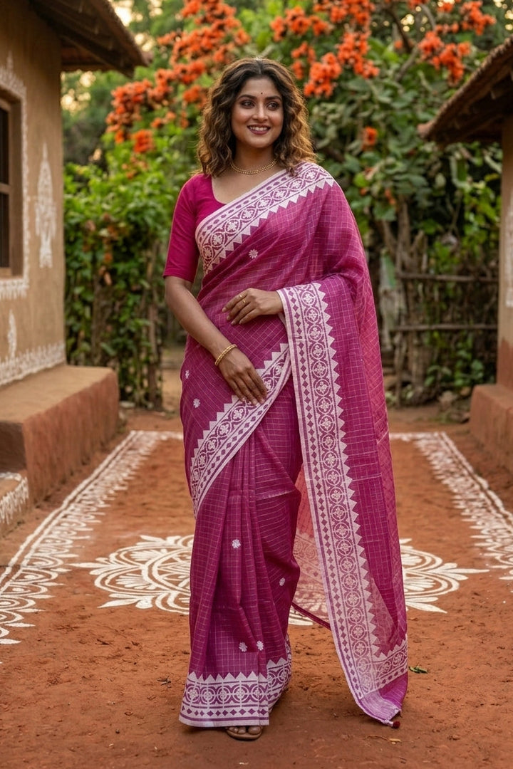 Saptaparni Cotton Kota Applique Saree