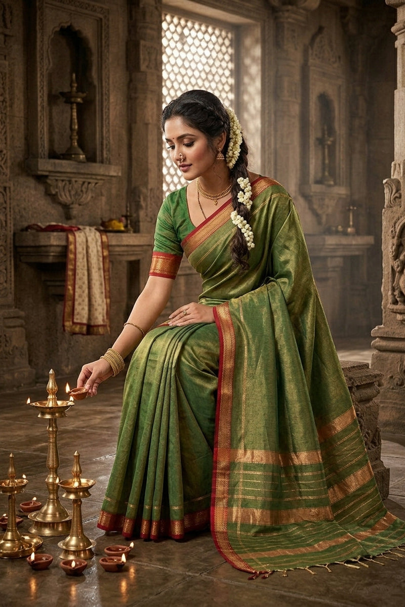 Roudro Chhowa Maheshwari Tissue silk saree