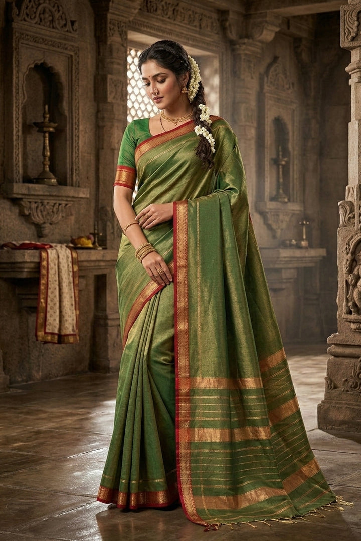Roudro Chhowa Maheshwari Tissue silk saree
