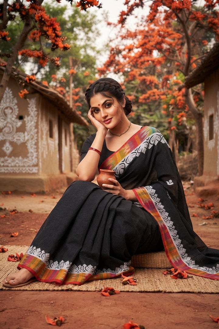 Aloklata Cotton Kota Applique Saree