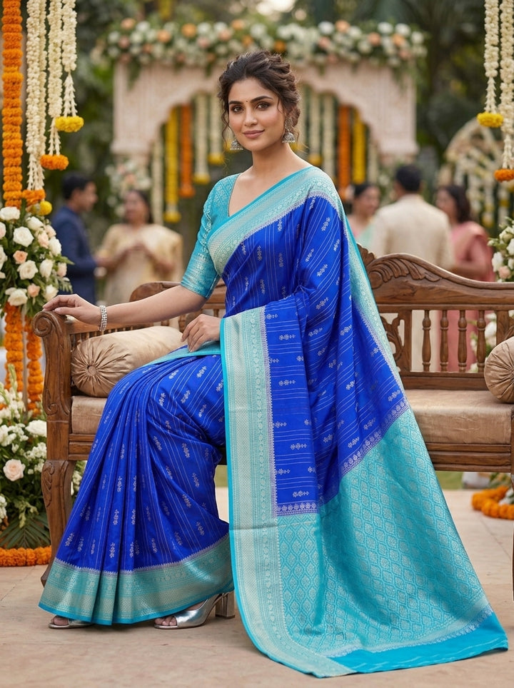 The Skylume Weave Designer Tissue Silk Saree