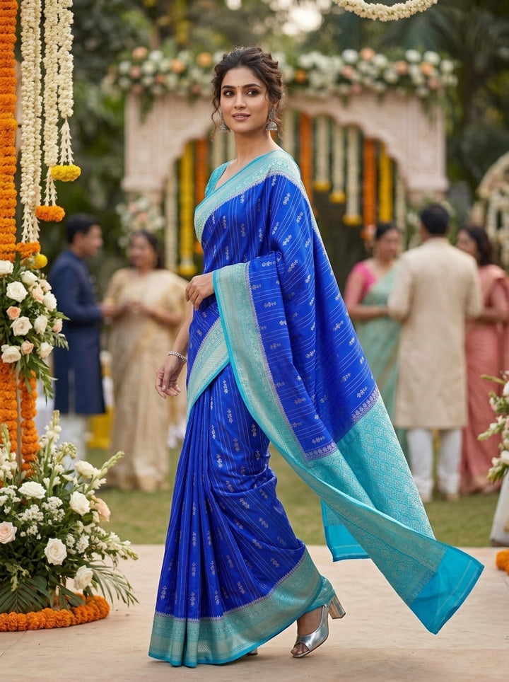 The Skylume Weave Designer Tissue Silk Saree