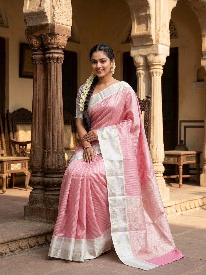 Pink Opulence  Semi SemiKatan Silk Saree
