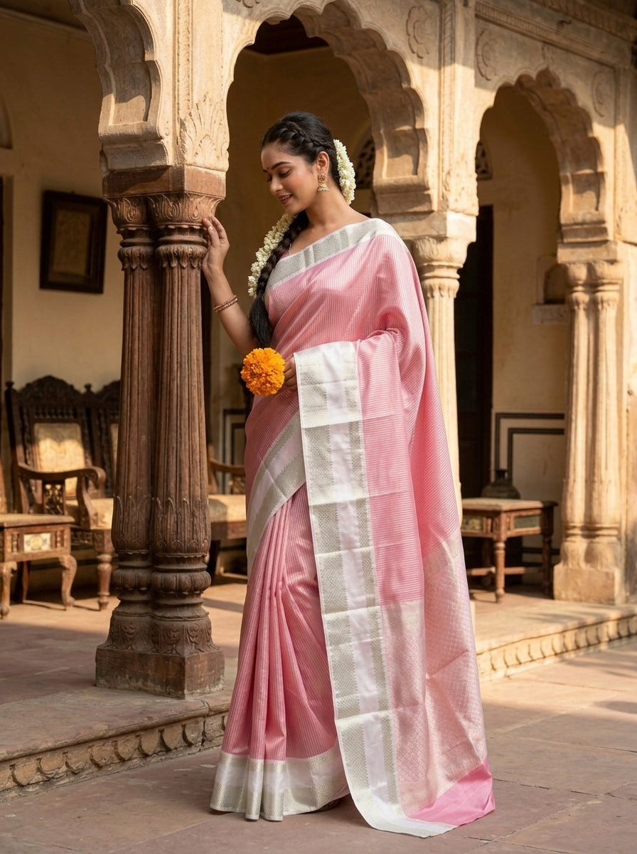 Pink Opulence  Semi SemiKatan Silk Saree