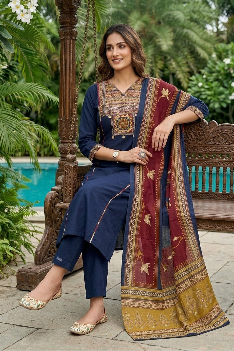 Twist And Turn Cotton Kurti Set