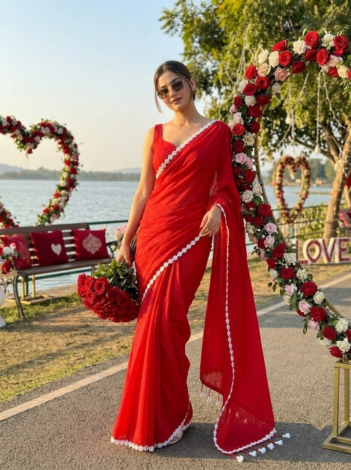 Meghanjali (মেঘাঞ্জলি)  Khadi Cotton Saree With Lace
