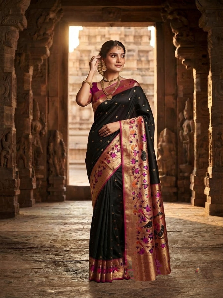 Gilded Majesty- Kanchivaram Paithani Silk (Semi) Saree