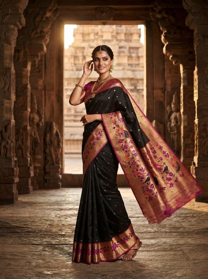 Gilded Majesty- Kanchivaram Paithani Silk (Semi) Saree