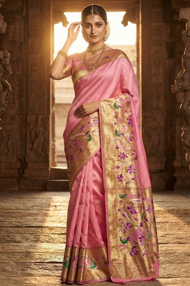 Gilded Majesty- Kanchivaram Paithani Silk (Semi) Saree